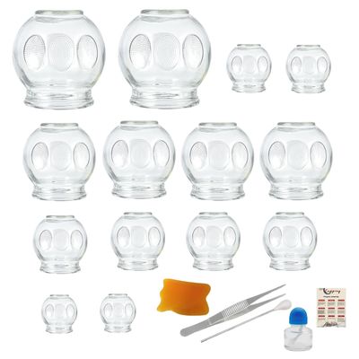 Hora de Lima 14PCS Glass Cupping Therapy Set Professional Chinese Traditional Acupoint Massage Cups for Cupping Therapy Treatment Thick Glass Cupping Set for Body