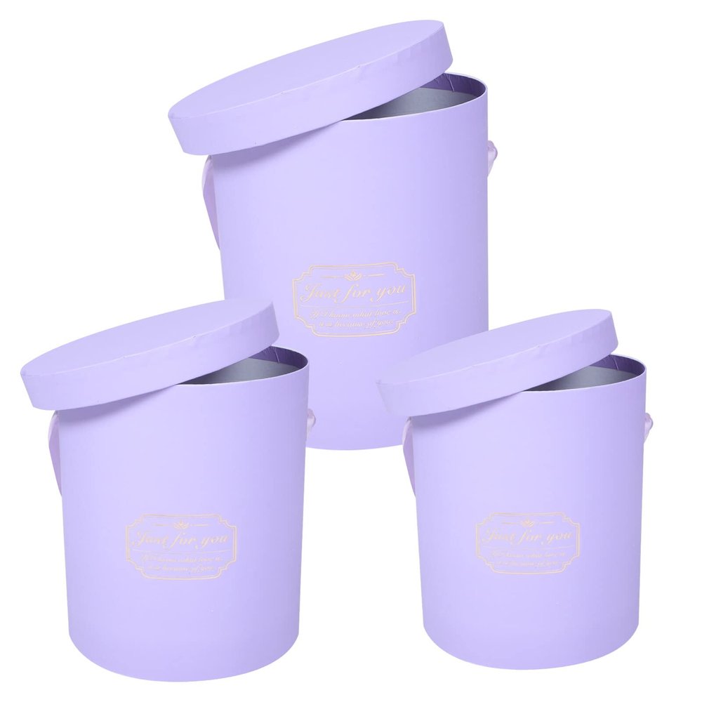 Cabilock 3pcs Boxes Flower Bucket Set Clear Packaging Bags Red Outfit Red Suits Paper Planter Bucket Clear Flower Bouquet Bag Flower Bouquet Bags Floral Treat Bags Box Purple Cardboard