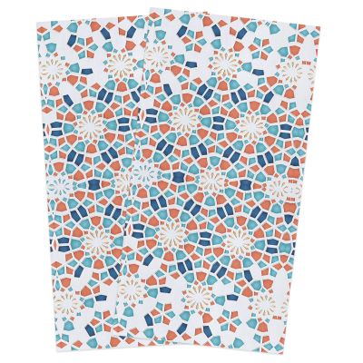 Kitchen Towels Microfiber Cleaning Cloths, Abstract Geometric Teal Orange Gradient China Soft Dish Towels for Kitchen, Pack of 2 Absorbent Hand Towels Reusable Tea Towels,Bar Towels,18x28 Inch