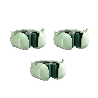 AMNGYOOK 3PCS Mop Broom Holder, Adhesive Mop and Broom Holder Wall Mount Broom Gripper Holds With Hooks For Bathroom Kitchen (Green)