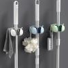AMNGYOOK 3PCS Mop Broom Holder, Adhesive Mop and Broom Holder Wall Mount Broom Gripper Holds With Hooks For Bathroom Kitchen (Green) view 3