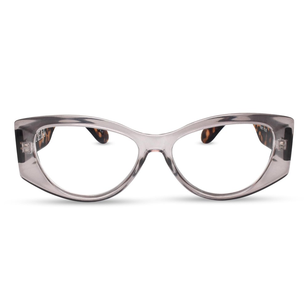 2SeeLife Oversized Cateye Reading Glasses for Women  MediumWide Fit, Durable & Sturdy Frame, Trendy Premium Cateye Readers, Clear Gray, +4.00