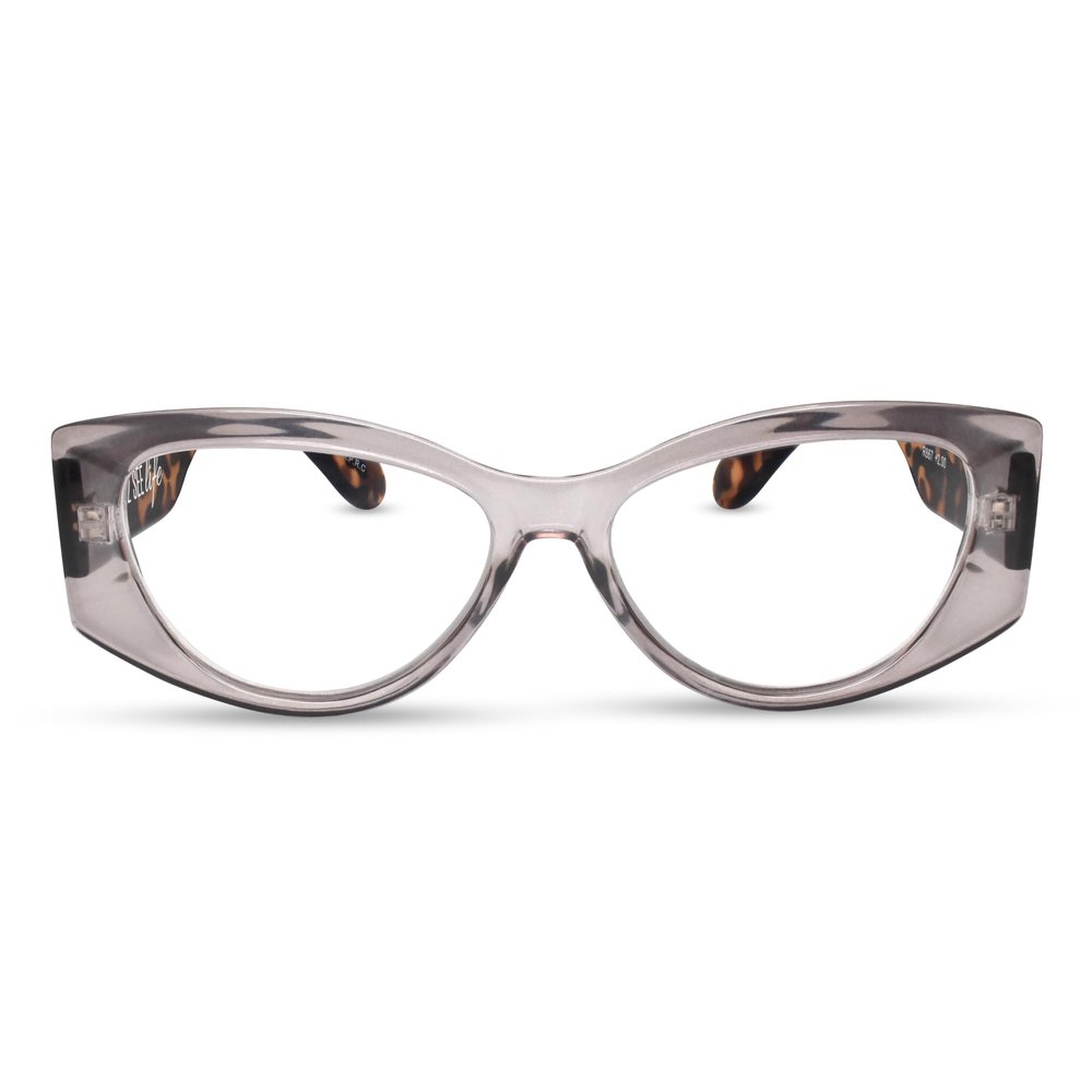 2SeeLife Oversized Cateye Reading Glasses for Women  MediumWide Fit, Durable & Sturdy Frame, Trendy Premium Cateye Readers, Clear Gray, +3.50