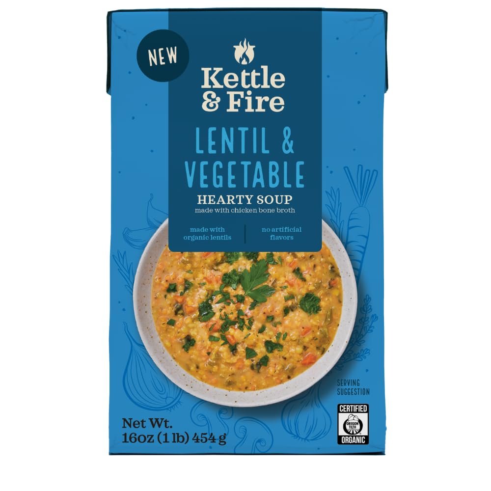 Kettle & Fire Organic Lentil & Vegetable Hearty Soup, 16 Oz
