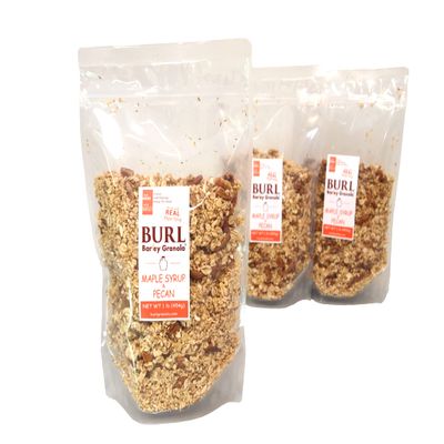 Burl Barley Granola, Maple Syrup & Pecan Granola, 1 lb, 3 Pack, Whole Grain Barley Cereal, Rolled Barley Grain, Sweetened with Real Maple Syrup