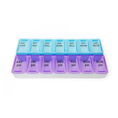 7 Day Weekly Pill AM PM Organizer Pack of 2 (Red Purple)