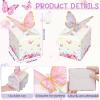 Qilery 24 Pcs Butterfly Party Favor Treat Boxes Pink and Purple Floral Goodie Gable Candy Box Gift Boxes Paper Butterfly Decorations for Birthday Party Supplies Chocolate Present Wedding Baby Shower view 2