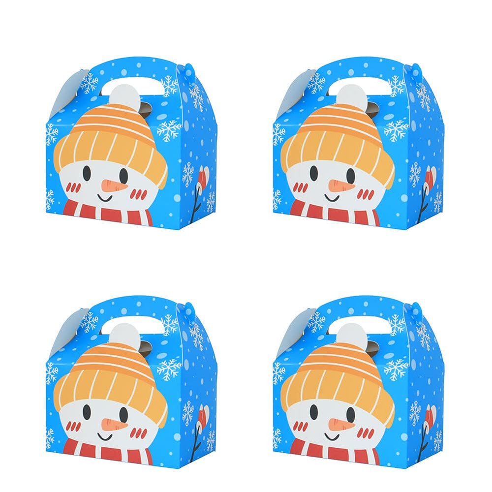 3D Christmas Treat Boxes, 25Pcs Goody Gift Boxes for Holiday Xmas Presents Paper Boxes, Party Favor Supplies, Candy Treat Cardboard Cookie Wrapping Boxes (Elf, Santa, Snowman) - Blue
