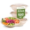 [500 SET]Sugarfiber by Harvest Pack 22oz Round PFAS Free Compostable Bowls with PLA coating with PET Lid -Heavy-Duty Eco-Friendly Disposable Bagasse Sugarcane Bowl for Meal Prep view 1