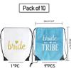 Lady & Home 10 Pieces Bridesmaid Drawstring Bag, Bride Squad Drawstring Bag for Bachelorette Party Gift(Turquoise) view 3