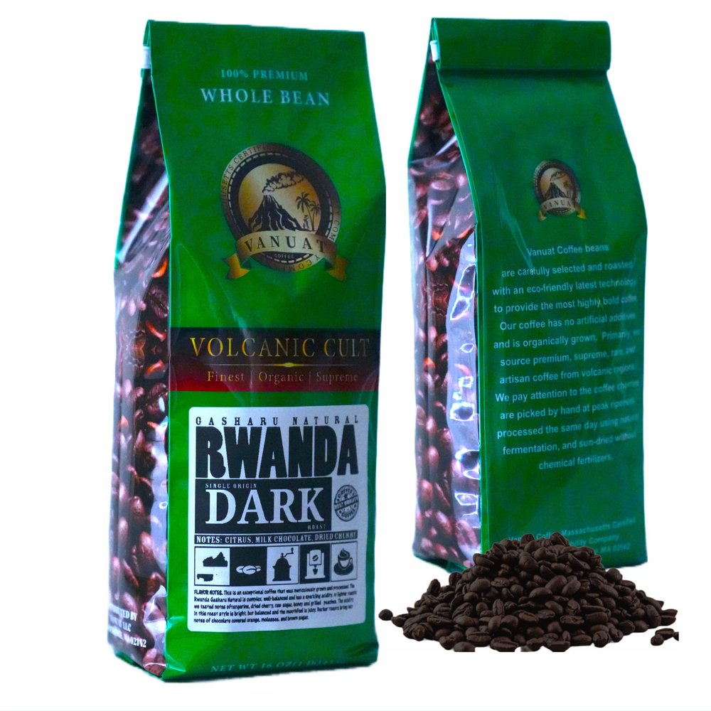 DARK ROAST Whole Bean Coffee Volcanic Cult Vanuat Organic Supreme Finest Artisan Beans for Drip Coffee Cold Brew Espresso French Press Turkish Brew Dark Medium Light Roast from Vanuatu Sumatra Ethiopia Ethiopian Brazil Brazilian Kenya Kenyan Papua Ne