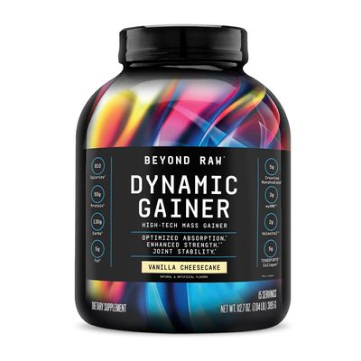 BEYOND RAW Dynamic Gainer | High-Tech Mass Gainer | Optimized Absorption, Enhanced Strength, and Joint Stability | Vanilla Cheesecake | 15 Servings