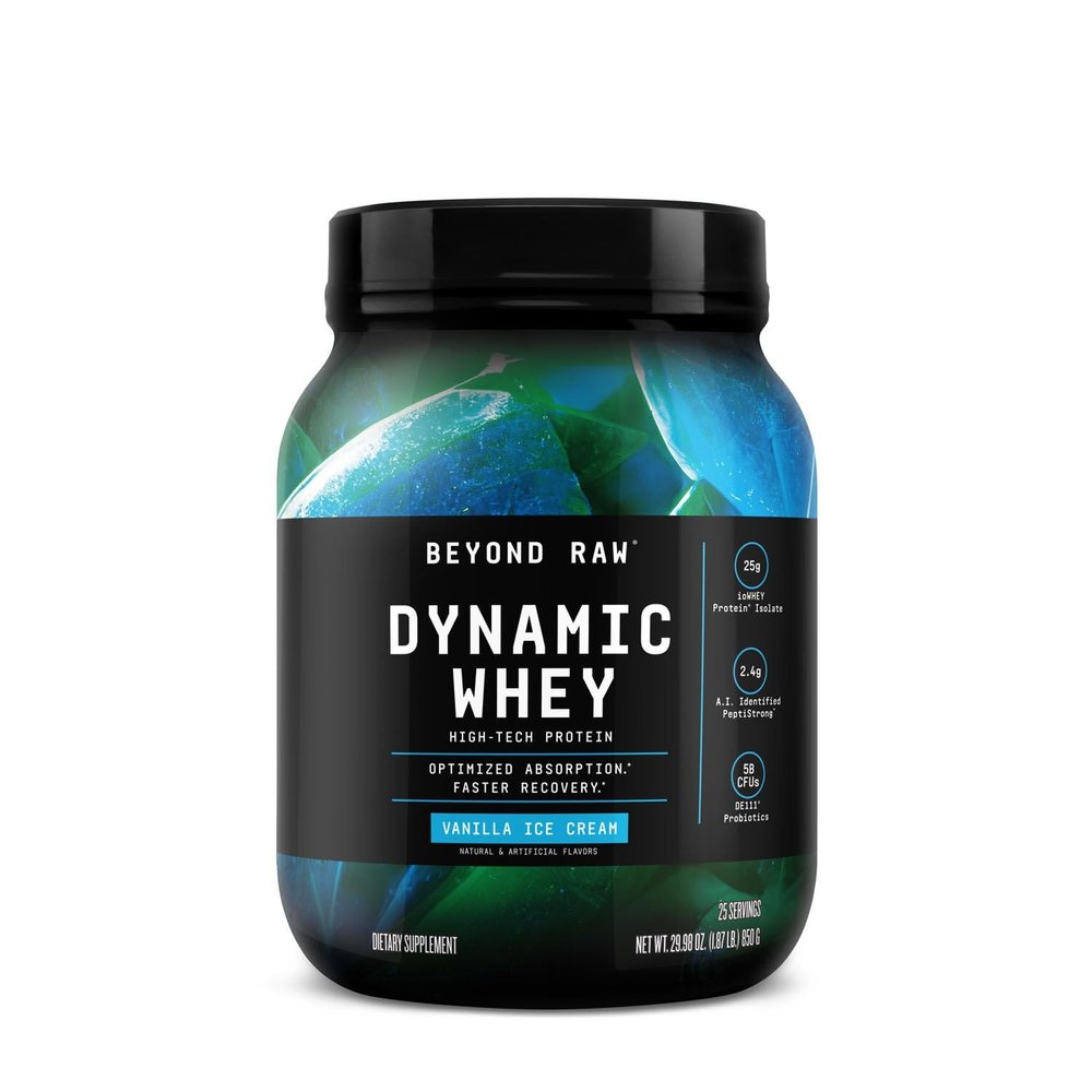 Beyond Raw Dynamic Whey, High-Tech Protein, Optimized Absorption and Faster Recovery, Vanilla Ice Cream, 25 Servings