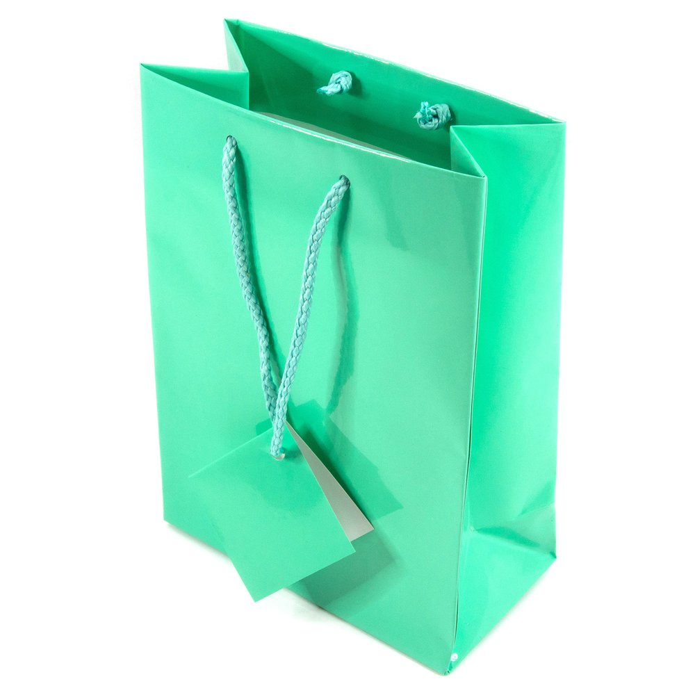 cBox Glossy Robins Egg Teal Blue Gift Tote Bags (8" x 4" x 10") 10pcs for Gifts, Presents, Party Favors, Retail, Merchandise, Weddings, Birthdays, Events