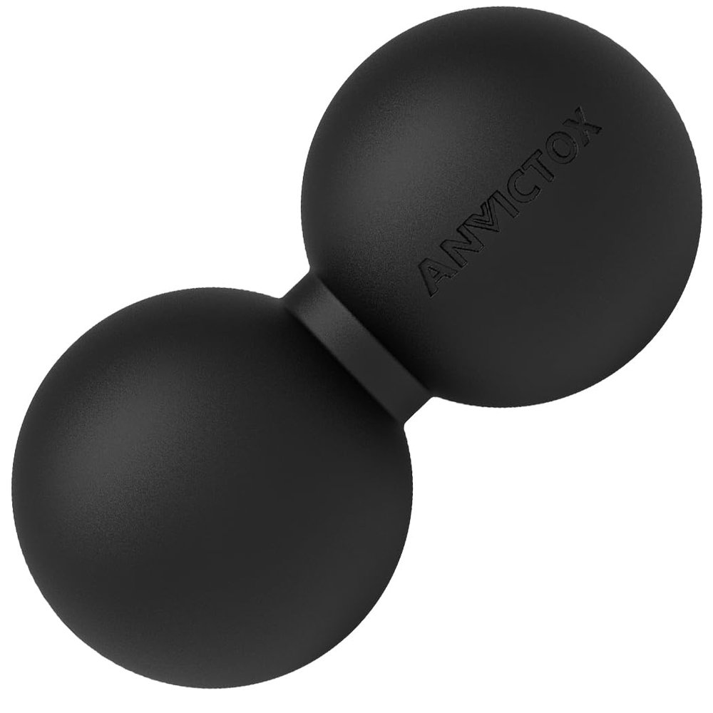 ANVICTOX Peanut Massage Ball,Double Lacrosse Ball for Neck Sore Muscles,Medium Density Myofascial Release Massager Ball for Deep-Tissue Massage Muscle Knots Yoga Therapy(Black)