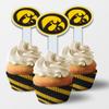University of Iowa Cupcake Toppers Set of 25, Officially Licensed Iowa Hawkeyes, Solid Plastic (Oval Tigerhawk) view 1