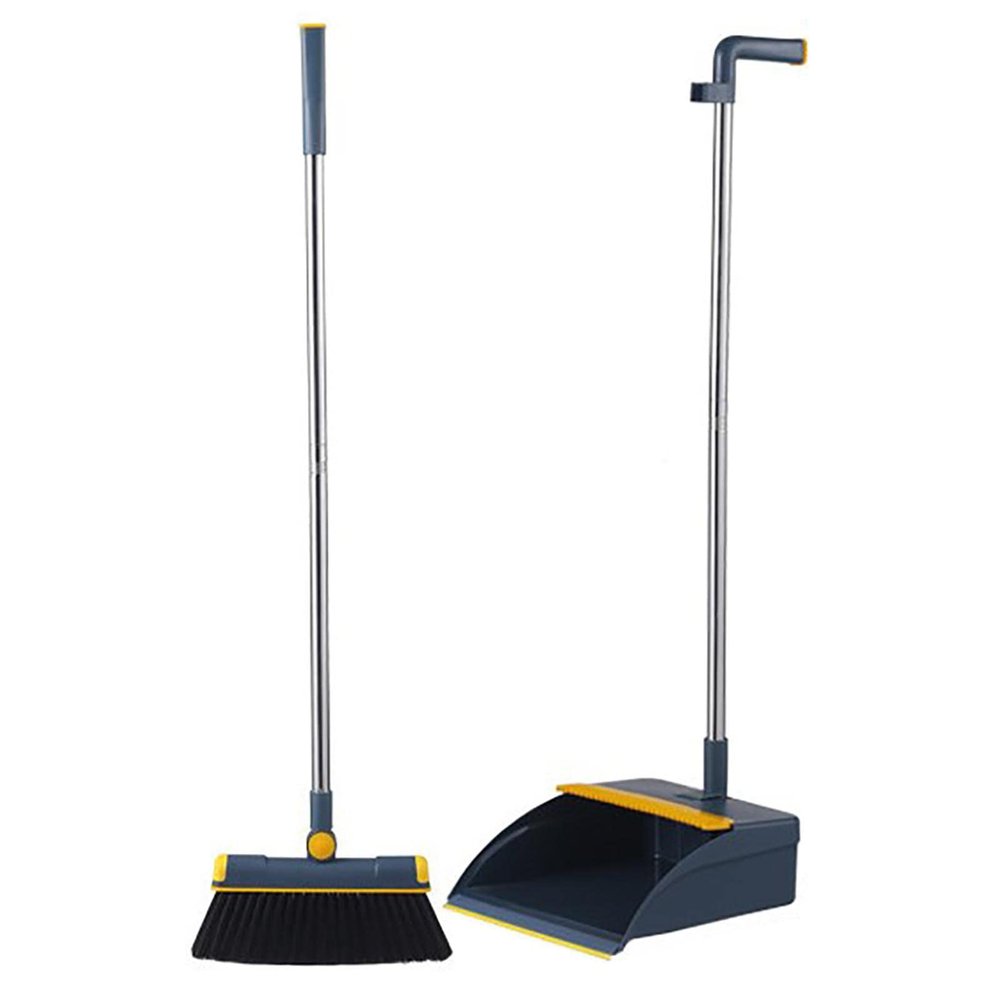 2 Set Broom And Dustpan Set For Home,Standing Upright Dustpan With Long Handle & Comb Teeth,Broom And Dustpan Combo For Offices,Long Handle Broom With Upright Standing Dustpan For Kitchen Floor Indoor