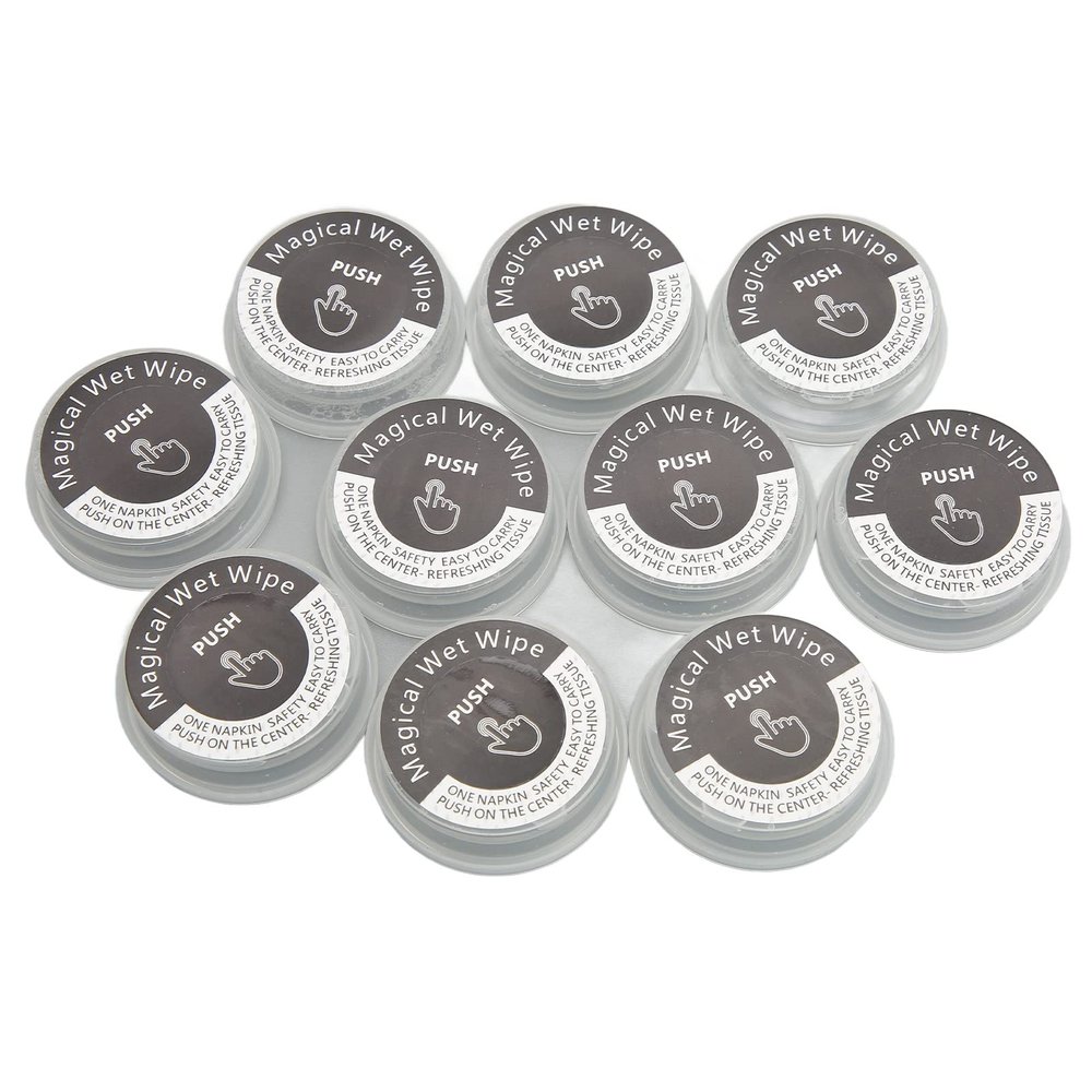 10pcs Press Hand Wipes, Multi Purpose Expandable Wipes, Portable Individual Compressed Wet Tissue, Mini Coin Tissues Portable for Camping Home Beauty Travel Sports Outdoor