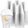 Durameg [100 Count - 12 oz.] Crystal Clear PET Plastic Disposable Cups with [Dome Lids] view 1
