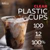 Durameg [100 Count - 12 oz.] Crystal Clear PET Plastic Disposable Cups with [Dome Lids] view 3