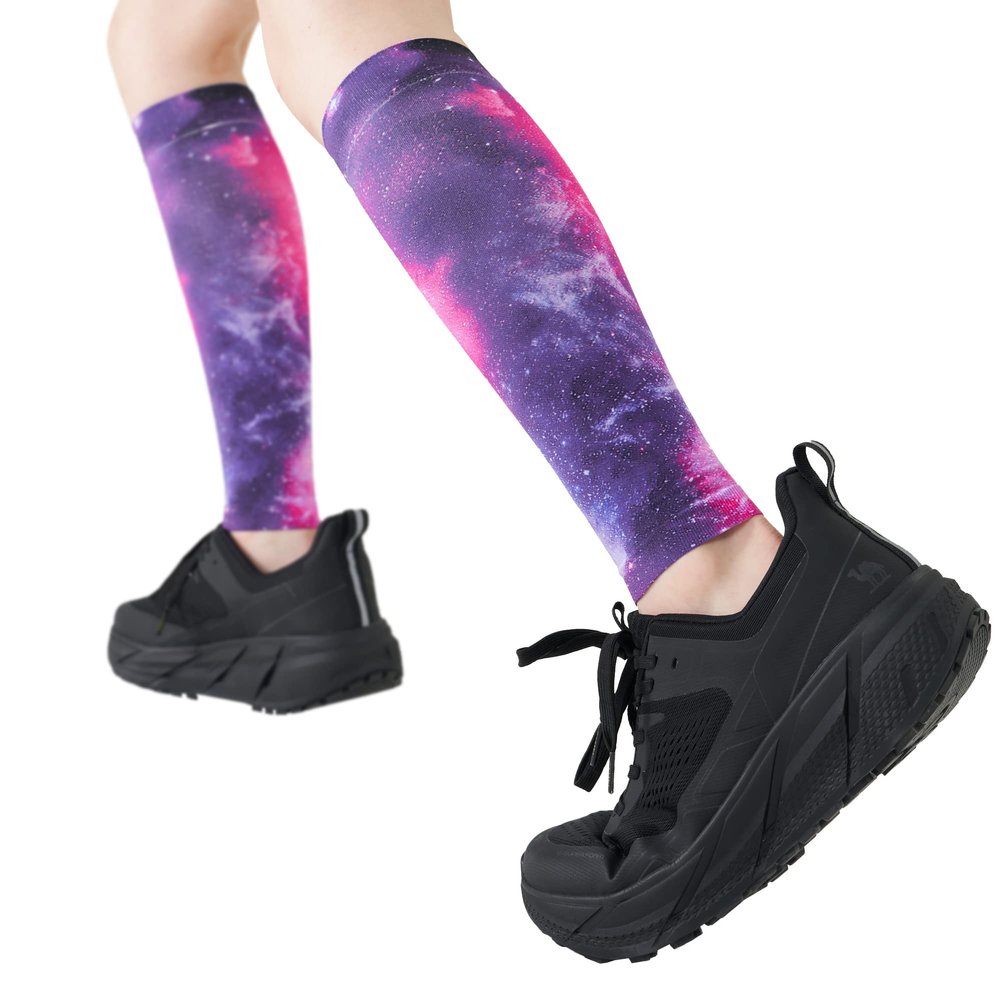 EVOPLECI 20-30mmHg Black Calf Compression Sleeve Men and Women Wide Calf Sleeve Brace Compression Socks for Leg Support Shin Splint Pain Relief (Starry, XX-Large)