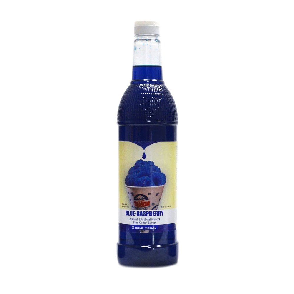 Blue Raspberry Snow Cone Syrup (25 oz) - Sno-Treat Snow Cone Syrups for Shaved Ice, Sodas, & More - Slushie Syrups