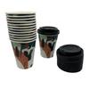 VeZee Doodles Everyday Disposable Paper 12oz Hot/Cold Cups With Lids for Deli,Tea Corner, Party, Picnic,Travel and Events:168 CT view 2