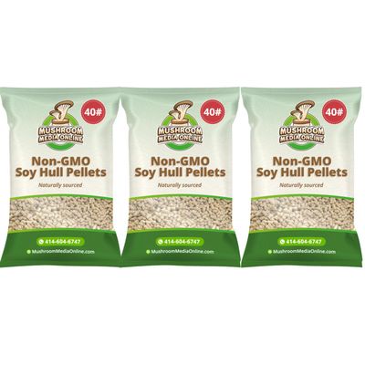 MushroomMediaOnline 100% Soy Hull Mushroom Pellets -NON-GMO (120, Pounds)