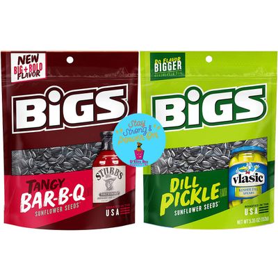 D'Elite Box Sunflower Seeds Variety Pack 2 Flavor Combo BIGS Dill Pickle and Tangy BBQ 5.35oz bags each - Keto Friendly - Pack of 2 comes bundled with an inspirational magnet by D'Elite Box