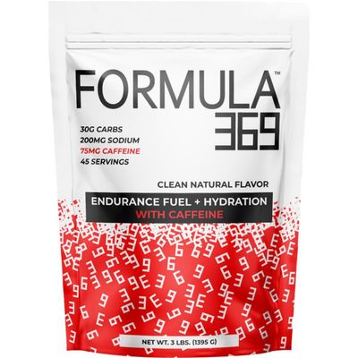 Formula 369 with Caffeine, Endurance Fuel Drink Mix, 3 Pound Bag with 45 Servings, 30g of Carbs and 75mg of Caffeine per Serving, high carb Mix with 1:1 Ratio Glucose to Fructose, Vegan, Gluten Free