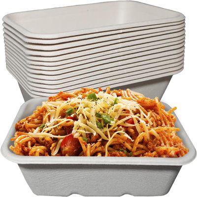 EcoQuality 22oz Disposable Bowls - Rectangular Compostable Sugarcane Fiber Biodegradable Paper Bowls Eco-Friendly Oblong Take Out Food Containers, Food Storage, Microwave Safe, Meal Prep (50 PACK)