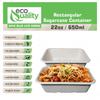 EcoQuality 22oz Disposable Bowls - Rectangular Compostable Sugarcane Fiber Biodegradable Paper Bowls Eco-Friendly Oblong Take Out Food Containers, Food Storage, Microwave Safe, Meal Prep (50 PACK) view 2