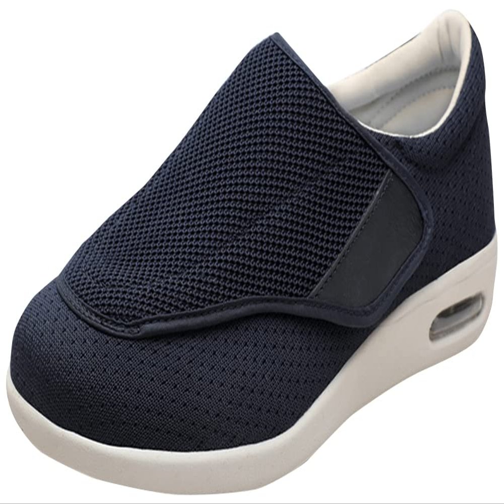ACE SHOCK Womens Diabetic Shoes Wide Width Elderly Walking Shoes with Adjustable Closure Air Cushion Sneakers for Plantar Fasciitis Bunions Swollen Feet (6, Navy)