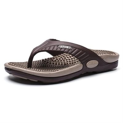 Summer Big Size Youth Slippers Men Massage Non-Slip Flip Flops Acupressure Sandals With Arch Support Breathable Beach Shoes Relief Plantar Fasciitis Heel Arch Arthritis Pain ( Color : Khaki , Size : 1