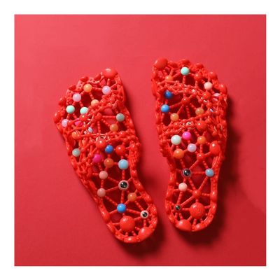 LUXRUB 2023 Plantar Fasciitis Massage Slippers Men Women Sole Particles Health Foot Therapy Sandals Home Anti-Skid Quick Drying Shoes Improve Blood Circulation (Color : Red, Size : 6/6.5)