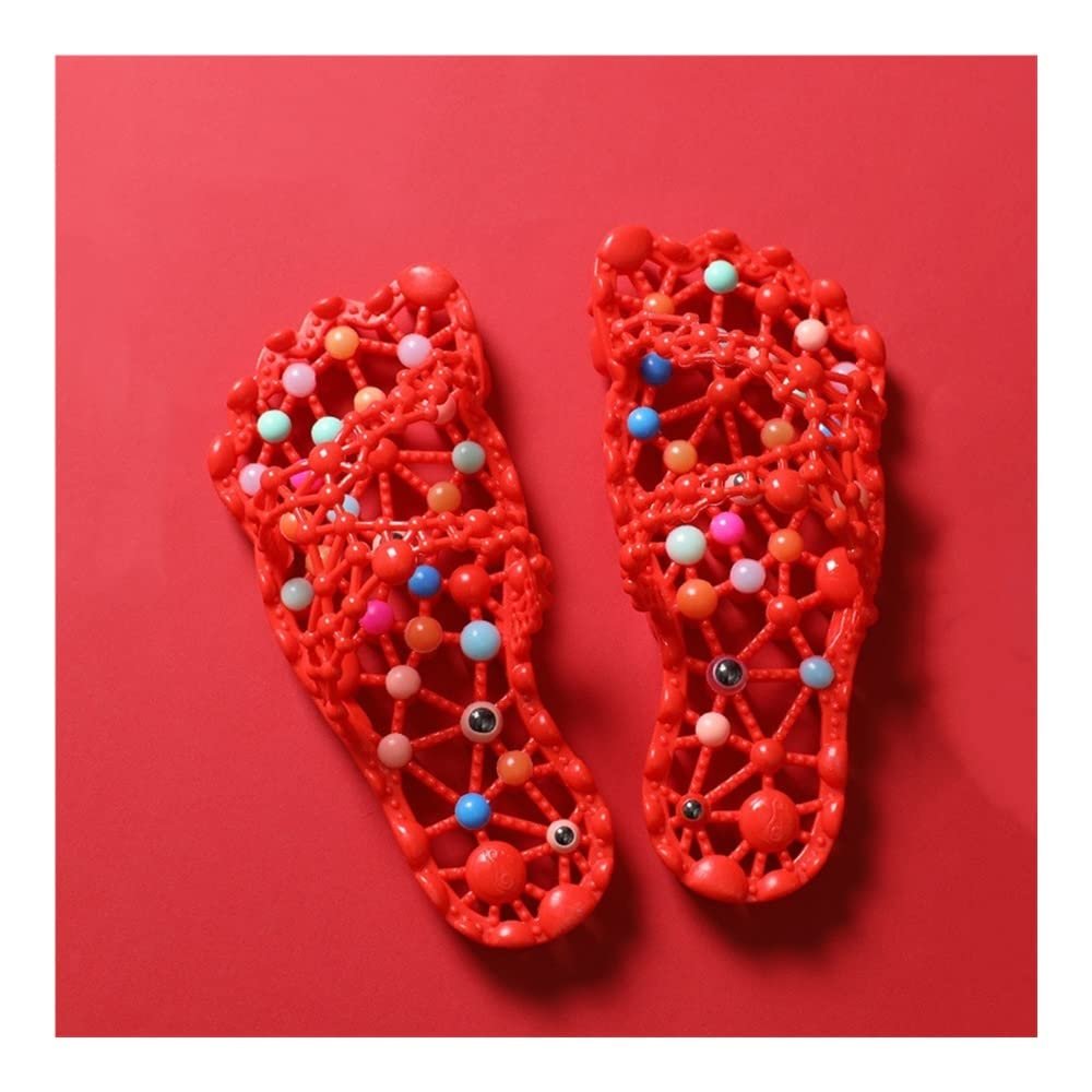 LUXRUB 2023 Plantar Fasciitis Massage Slippers Men Women Sole Particles Health Foot Therapy Sandals Home Anti-Skid Quick Drying Shoes Improve Blood Circulation (Color : Red, Size : 6/6.5)