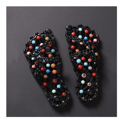 LUXRUB 2023 Plantar Fasciitis Massage Slippers Men Women Sole Particles Health Foot Therapy Sandals Home Anti-Skid Quick Drying Shoes Improve Blood Circulation (Color : Black, Size : 7/7.5)
