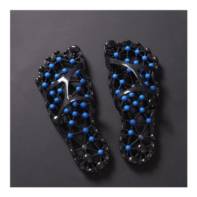 LUXRUB Massage Slippers Men Women Sole Particles Health Foot Therapy Sandals Home Bathroom Anti-Skid Quick Drying Shoes Provide Arthritis Neuropathy Pain Relief (Color : Black Blue, Size : 9/9.5)