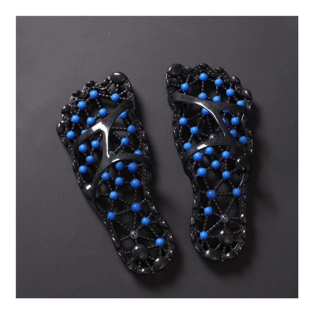 LUXRUB Massage Slippers Men Women Sole Particles Health Foot Therapy Sandals Home Bathroom Anti-Skid Quick Drying Shoes Provide Arthritis Neuropathy Pain Relief (Color : Black Blue, Size : 9/9.5)