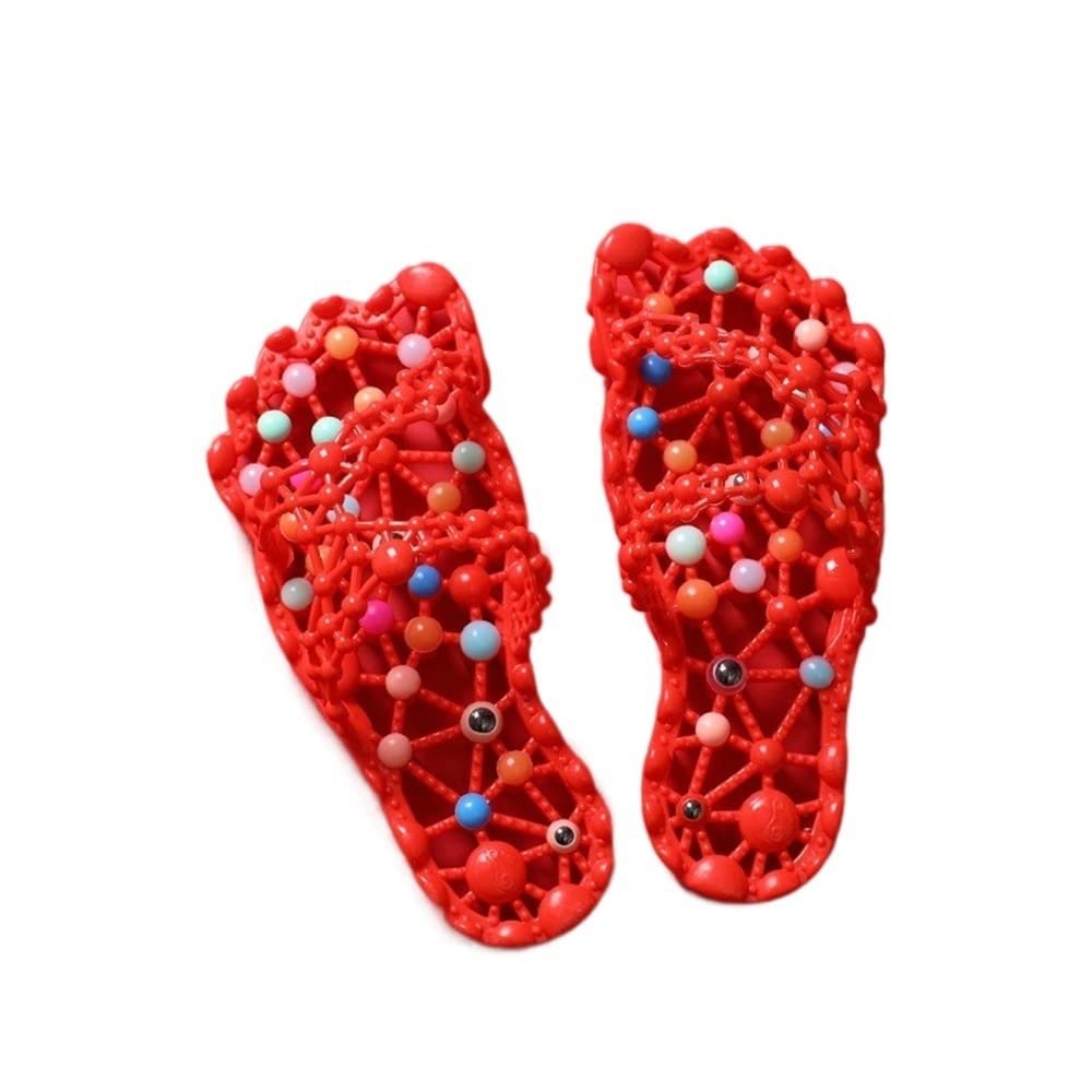 2023 Foot Therapy Slippers for Plantar Fasciitis Men Women Sole Particles Massage Sandals Home Non-Slip Shower Shoes Promoting Blood Circulation Myofascial Release (Color : Red, Size : 6/6.5)