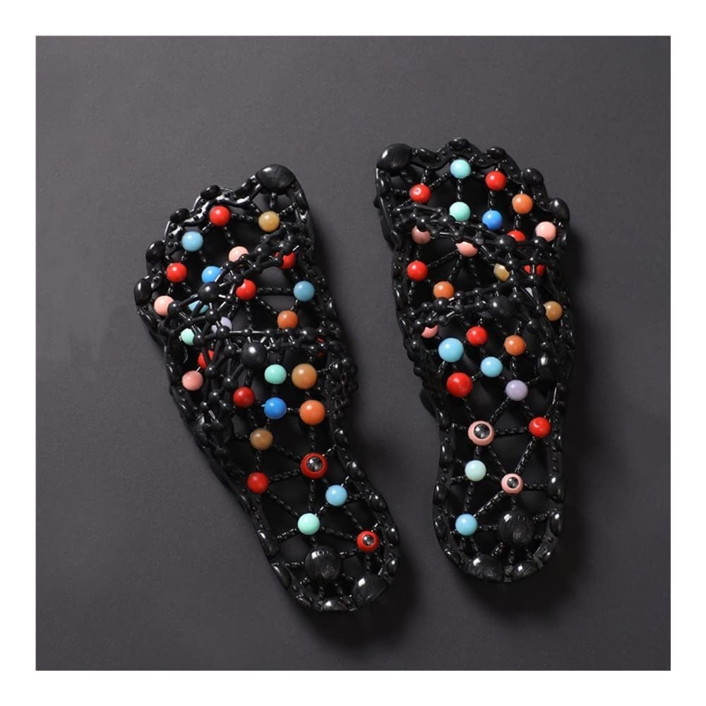LUXRUB 2023 Plantar Fasciitis Massage Slippers Men Women Sole Particles Health Foot Therapy Sandals Home Anti-Skid Quick Drying Shoes Improve Blood Circulation (Color : Black, Size : 5/5.5)