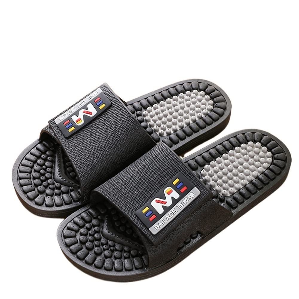 LUXRUB Plantar Fasciitis Massage Slippers Men Women Foot Massage Shoes Acupressure Shiatsu Therapeutic Reflex Sandals for Pain Relief in The Arch of Foot (Color : Black, Size : 7.5/8)