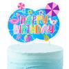 Summer Pool Party Cake Topper Summer Beach Birthday Cake Decorations Tropical Hawaii Happy Birthday Cake Pick for Swimming Pool Theme Baby Shower Supplies view 1