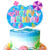 Summer Pool Party Cake Topper Summer Beach Birthday Cake Decorations Tropical Hawaii Happy Birthday Cake Pick for Swimming Pool Theme Baby Shower Supplies view 2