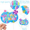 Summer Pool Party Cake Topper Summer Beach Birthday Cake Decorations Tropical Hawaii Happy Birthday Cake Pick for Swimming Pool Theme Baby Shower Supplies view 4