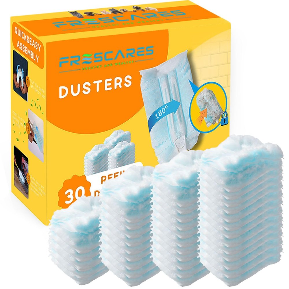 Duster Refills,Static Dust Removal Brush Disposable Replacement Head Compatible with Swiffer Duster Refills for Electronics, Furniture, Blinds, Ceiling Fans (Blue, 30 PCS)