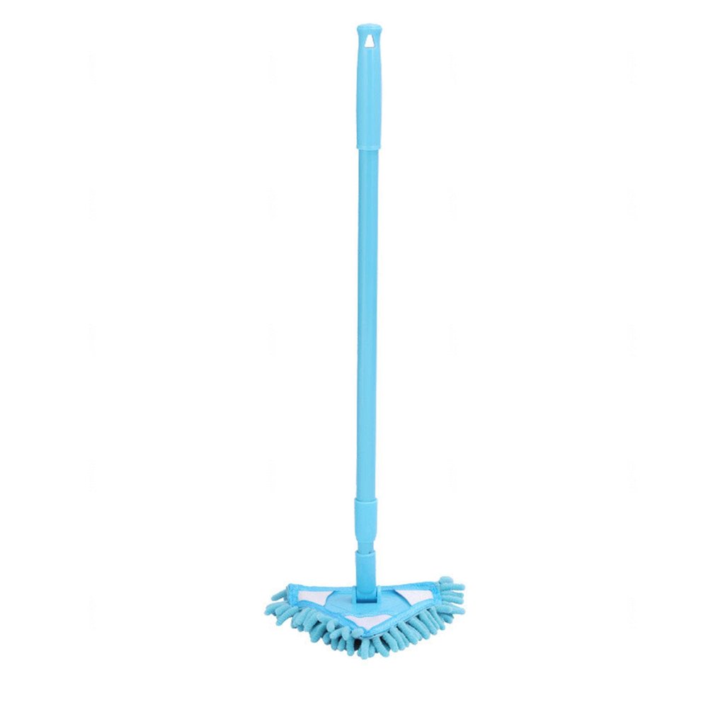 VIDECOR Floor Mop Triangle Cleaning Mop Mini Triangle Mop with Telescopic Handle Chenille Mop Adjustable Rotatable Multifunctional for Floor Wall Cleaner,Blue-1.3M