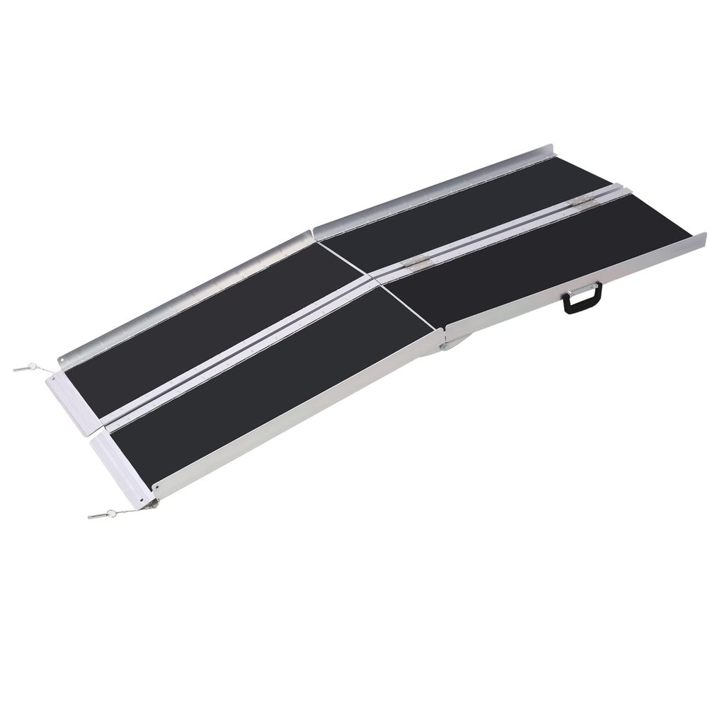 Foldable Wheelchair Ramp, HomVent 600 Lbs Capacity Foldable Aluminum Anti-Slip Wheelchair Ramp Portable Ramp Scooter Ramps with Handle for Home, Steps, Stairs, Doorways