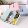 7 Compartments Portable Pill Case, Foldable Pill Organizer for Travel, Portable Daily Pill Case, Pocket Pharmacy with Labels, Magnetic Travel Pill Box (Beige) view 2