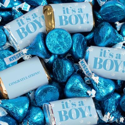 124 Pcs It's a Boy Baby Shower Candy Party Favors Miniatures Chocolate & Kisses (1.52 lbs, Approx. 124 Pcs)
